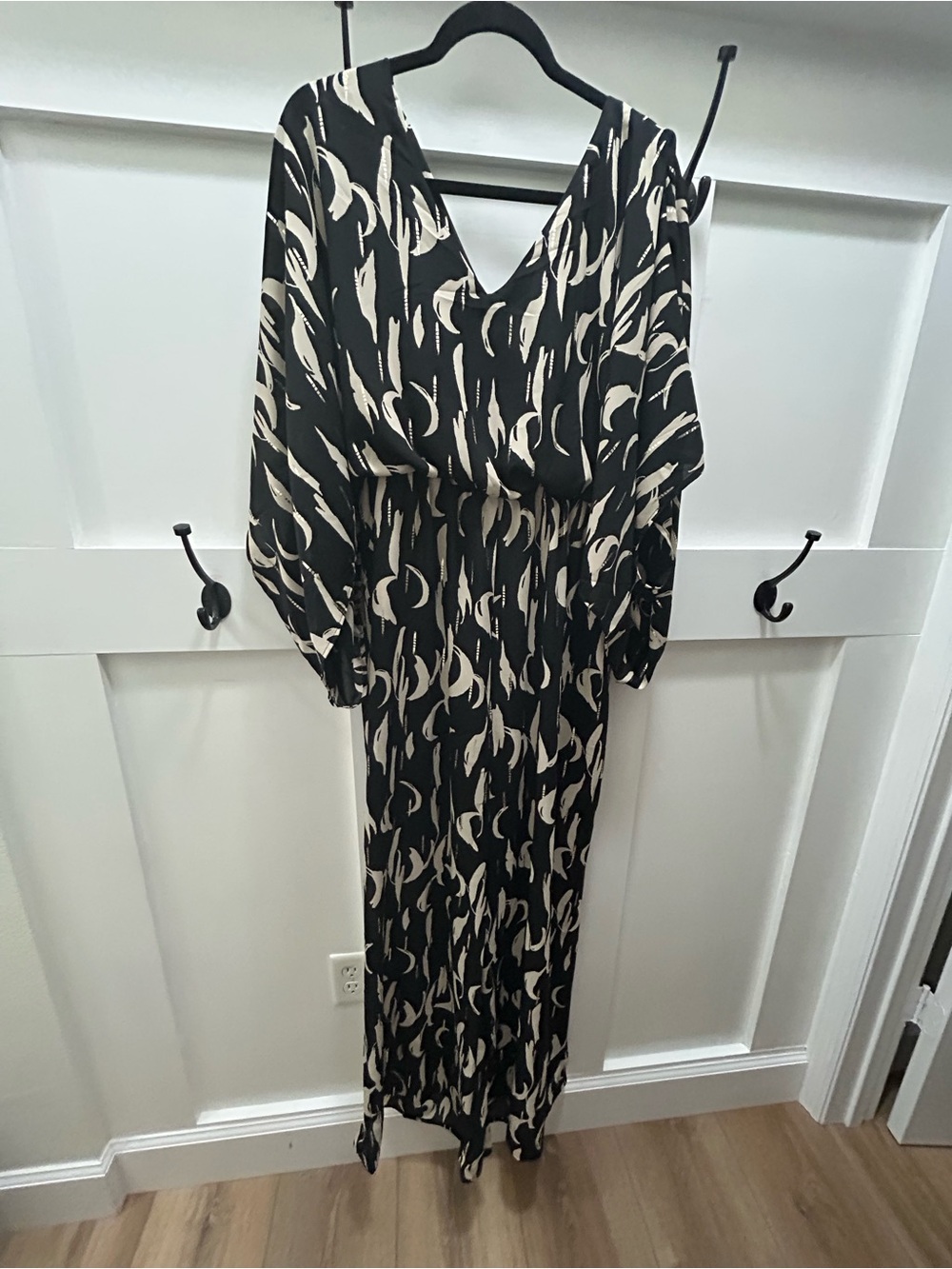 Black and Cream Printed V-Neck Jumpsuit